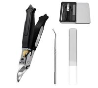 Black Anti-Slip Grip Gear Lock Nail Clipper Set with Ultra-Sharp Tips for Precise Access to Nail Grooves, 2026 Upgrade Ingrown Toenail Clippers for Thick Hard Nails Remove Nails Growing Into (B)