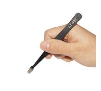 Black Anti-Static ESD Tweezers with Flat Tips for Philately Stamps Collector Tools PCB Repair Tweezers