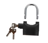 Black Anti-Theft Alarm Padlock with Key, Aluminium Alloy, 3 Keys