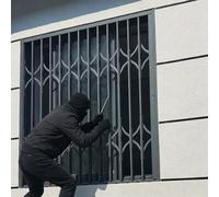 Black Anti Theft Folding Security Window, Heavy-Duty Retractable Window Security Bars/Gate - Kids Toddler Pets Protection, with Quick Release Lock & Key(34x64in/85x160cm)
