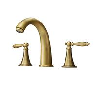 Black Antique Brass 3-Hole Bathroom Sink Faucet - 8 Inch Hot & Cold Water Mixer Modern Vintage Design for Elegant Bathroom Upgrade