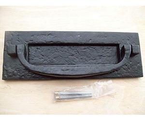 BLACK ANTIQUE CAST IRON POSTAL DOOR KNOCKER LETTER BOX PLATE OLD ENGLISH STYLE (Black)