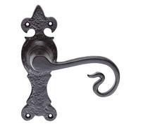 Black Antique Curly Tail Lever Latch on Back Plate from EUROART