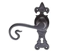 Black Antique Curly Tail Lever Lock on Back Plate from EUROART