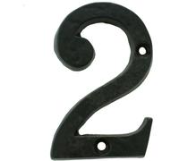 Black Antique Door Number 2 78mm Height 8mm Depth Iron Face Numeral Plaque