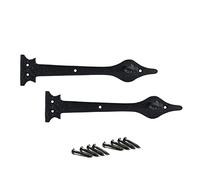 Black Antique Fake Hinge Spear Head Cast Iron Decorative Hinge Front Style Gate Sliding Door Fronts with Matching Screw Shed Door Hinge Rustic T Hinges External Black Door Hinges Single Pair.
