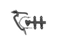Black Antique Suffolk Latch Set with Fixings, 204mm Epoxy Black Malleable Iron Latch with Hardened Pozi Woodscrews and Locking Pin Option