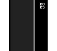 Black appointment book 2025: Large hardcover black appointment diary 2025: Yearly overview / Month to view calendar / Daily appointments with 15 min slots (6am - 9pm) + Notes section / Contacts