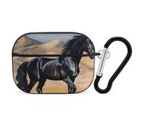 Black Arabian Horse AirPod Pro Case, Anti Scratch Hard PC Cover with Keychain, AirPod Pro 2nd/1st Case Accessories for Women Men, Black-Style
