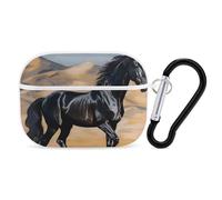 Black Arabian Horse AirPod Pro Case, Anti Scratch Hard PC Cover with Keychain, AirPod Pro 2nd/1st Case Accessories for Women Men, White-Style
