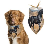 Black Arabian Horse Dog Bandanas for Feeding Grooming, Triangle Pet Bibs Washable Pets Scarf for Cats & Dogs