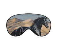 Black Arabian Horse Eye Mask for Women & Men, Breathable & Adjustable Eye Cover, Ultra Soft Sleep Mask, Lightweight Travel Blindfold for Airplane, Nap, Night Sleeping