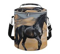 Black Arabian Horse Lunch Bag 15L, Insulated Picnic Basket with Leakproof Design - Large Cooler Tote for Camping, Beach, Hiking & Groceries