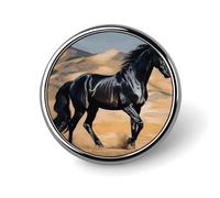 Black Arabian Horse Round Badge for Men Women, Durable & Stylish Lapel Pins, Lightweight Metal Badges for Shirts, Jackets, Hats