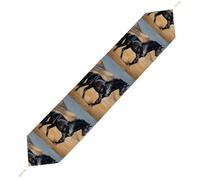 Black Arabian Horse Table Runner for Dining Table, Short Plush Runners Washable & Durable Tablerunner Modern Home Decor for Wedding, Kitchen, Holiday 178*33cm