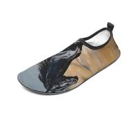 Black Arabian Horse Water Shoes for Men Women, Lightweight Stretch Swim Shoes with Anti-Slip Rubber Sole, Quick-Dry Aqua Socks for Pool, Beach, Surfing, Style, 4 Women/4 Men