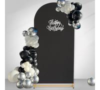 Black Arch Backdrop Cover 2.2ft x 5ft Fitted Spandex Arch Cover Balloon Arch Backdrop Fabric for Wedding Party Stage Decoations