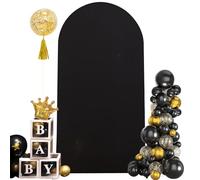 Black Arch Backdrop Cover 7.2FT Spandex Fitted Wedding Arch Stand Covers Round Top Chiara Arch Covers Stretchy Backdrop for Birthday Party Ceremony Banquet Decoration