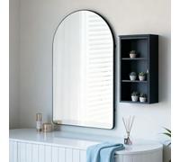 Black Arched Bathroom Mirror 20"x28",Tempered Glass,Modern Minimalist | Shatterproof wall mirror with Large Rounded Corners,HD Vanity Mirror Vertical Hanging for Bedroom, Entryway