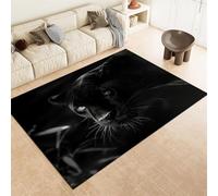 Black Area Rug 80 x 150 cm, Animal Black Panther Bedroom Decorative Carpet - Washable No Shedding Low Pile Rugs With Non-Slip Rubber Backing for Living Room Dorm Floor Mat
