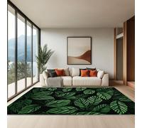 Black Area Rug for Living Room Washable Non-Slip 120 x 170 cm Short Pile Indoor Carpet for Bedroom Kitchen Hallway Office Dining Room Surrealism Plants & Leaves Design