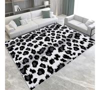 Black Area Rugs Animal Leopard Print Non-Slip Washable Area Rug 160 X 230 Cm Short Pile Floor Mat For Living Room Bedroom Bathroom Kitchen & Office,120 X 170 Cm