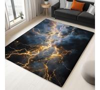 Black Area Rugs Easy Clean, Photography Lightning Dark Clouds pattern Soft Non-slip Carpets Area rug for Living room Bedroom Office Hallway Kitchen Mat 80 x 150 cm