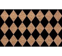 Black Argyle Diamond Coir Doormat, Classic Geometric Welcome Mat (20x32in (50x80cm))