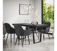 (Black) Aria Dining Table And Chairs - Black Table Top w 4-6 Anika Velvet Chair