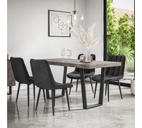 (Black) Aria Dining Table And Chairs - Concrete Effect Table w 4-6 Nova Velvet Chair