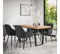 (Black) Aria Dining Table And Chairs - Oak Effect Table w 4-6 Anika Velvet Chair