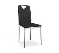 (Black) Aria Dining Table Set Concrete Effect Chrome Legs w 4-6 Monza Faux Leather Chair