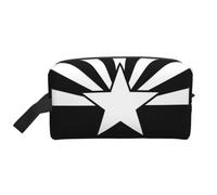 Black Arizona Flag Prints Large Makeup Bag Makeup Pouch with Handle, Portable Simple Travel Makeup Organizer Case for Women