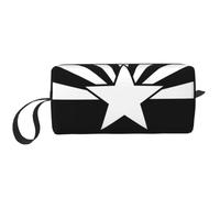 Black Arizona Flag Prints Travel Makeup Bag Makeup Pouch, Portable Simple Zippered Makeup Organizer Case for Women