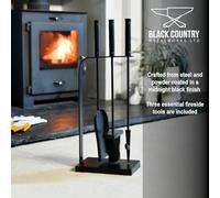 Black Arm Contemporary Fireplace Accessories Companion Set - Fireside Tools with Poker, Brush - Elegant and Functional Fireside Companion Set for Fire Log Burner