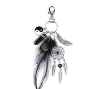 Black Artificial Feather Stone Tassels Key Chain Dream Catcher Keyring Purse Bag Pendant Accessories Creative And Exquisite WorkmanshipPractical and Deft