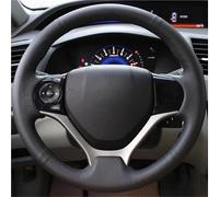 Black Artificial Leather Car Non-slip Accessories Steering Wheel Cover For Civic 9 2012 2013 2014 2015(Blu)