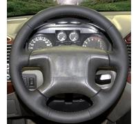 Black Artificial Leather DIY Hand-stitched Car Steering Wheel Cover For Mitsubishi For Pajero 2004 2005 2006 2007-2010 Auto Accessories Styling(Black Thread)