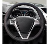 Black Artificial Leather Hand-stitched Car Steering Wheel Cover For Ford For Fiesta 2008-2017 For EcoSport 2014-2017 Auto Accessories Styling(5-Yellow)