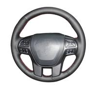 Black Artificial Leather Hand-stitched Car Steering Wheel Cover For Ford For Ranger 2016-2019 For Everest 2016-2019(7-Light Blue)