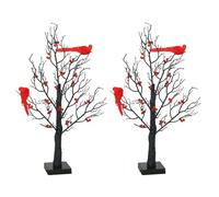 Black Artificial Trees Lighting with Red Fruit and Bird Parrots Battery Operated Tabletop Small Artificial Trees Lamp LED Christmas Tree Decorations Adjustable Branches Christmas Tree