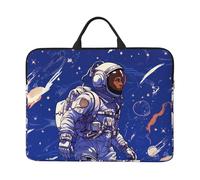Black Astronaut on Blue Laptop Case Sleeve 14 inch Shockproof Protective Notebook Case Travel Laptop Bag with Handle Waterproof Computer Cover Briefcase Handbags for Men Women