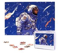Black Astronaut on Blue Puzzles from Photos 1000 Pieces Personalized Wooden Puzzle Challenging Jigsaw Puzzles for Adults Custom Picture Puzzle Gifts for Family Wedding Friend