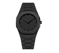 Black Aura Watch Luxury Waterproof Quartz Timepiece for Men with Modern Sketch Dial and Arabic Numerals - Creative Middle Eastern Minimalist Design