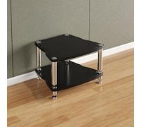 Black AV Media Stand - Audio-Visual Shelving Cabinet Corner Audio Rack Tower Stereo Console for Record Players & Gaming Modern Design Durable Storage Solution