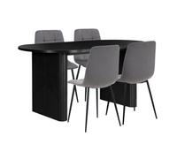 Black Axel Oval Fluted Dining Table With 4 Chairs Birlea