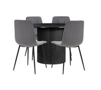 Birlea Axel Round Fluted Dining Table with 4 Chairs One size Black
