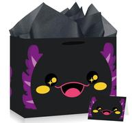 Black Axolotl Gift Bags with Tissue Paper Greeting Card Large All in One Party Favor Bags Cute Mexican Walking Fish Animal Wrapping Bag for Kids Girls Boys Animal Birthday Party Favor Supplies