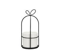 (Black, B) Flower Shelf Rack Versatile Ceramic Vase Stand Metal Planter Iron Shelf for Cactus