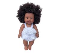 Black Baby Doll with Curly Afro Hair - 12 inch Realistic Multicultural Doll for Kids | Soft Vinyl Body & Removable Lace Outfit - Educational, Pretend Play, & Gift for Girls and Boys